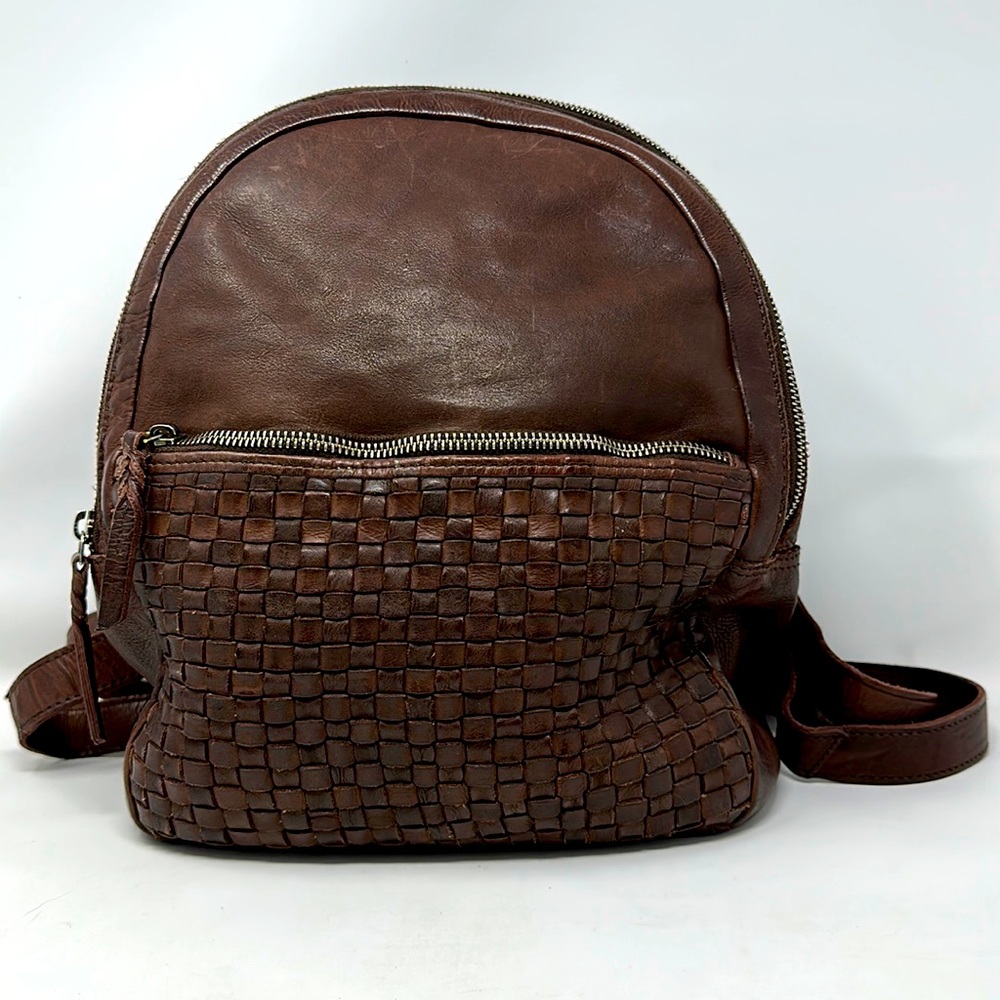 Anthropologie Vilenca Holland Woven Backpack Leather